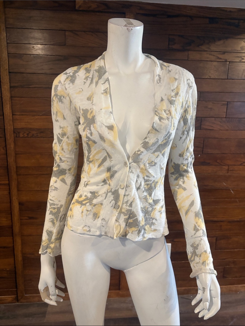 NIC+ZOE Cream, Yellow & Gray Floral Knit Blazer